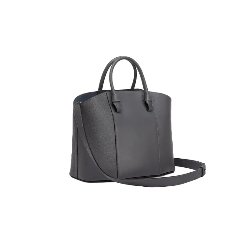 Furla Meraviglia Calfskin Tote Bag Shopping Bag Handbag Shoulder Bag Large Size Women's Gray-2