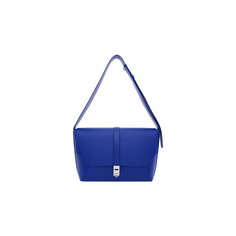 FERRAGAMO Smooth Cow Leather Messenger Bag Handbag Shoulder Bag Women's Blue-0