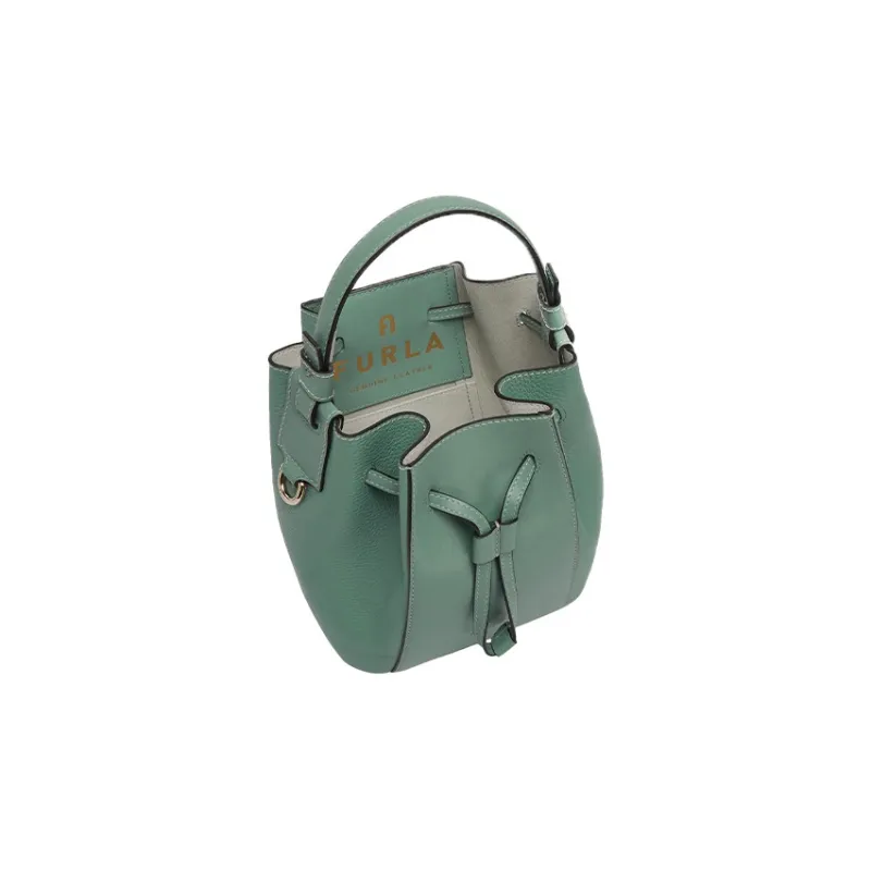 Furla Miastella Cow Leather Bucket Bags Shoulder Bag Crossbody Bag Mini Women's Green-3