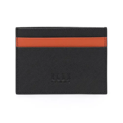 ELLE HOMME Cow Leather Bank Card Holder Unisex Black
