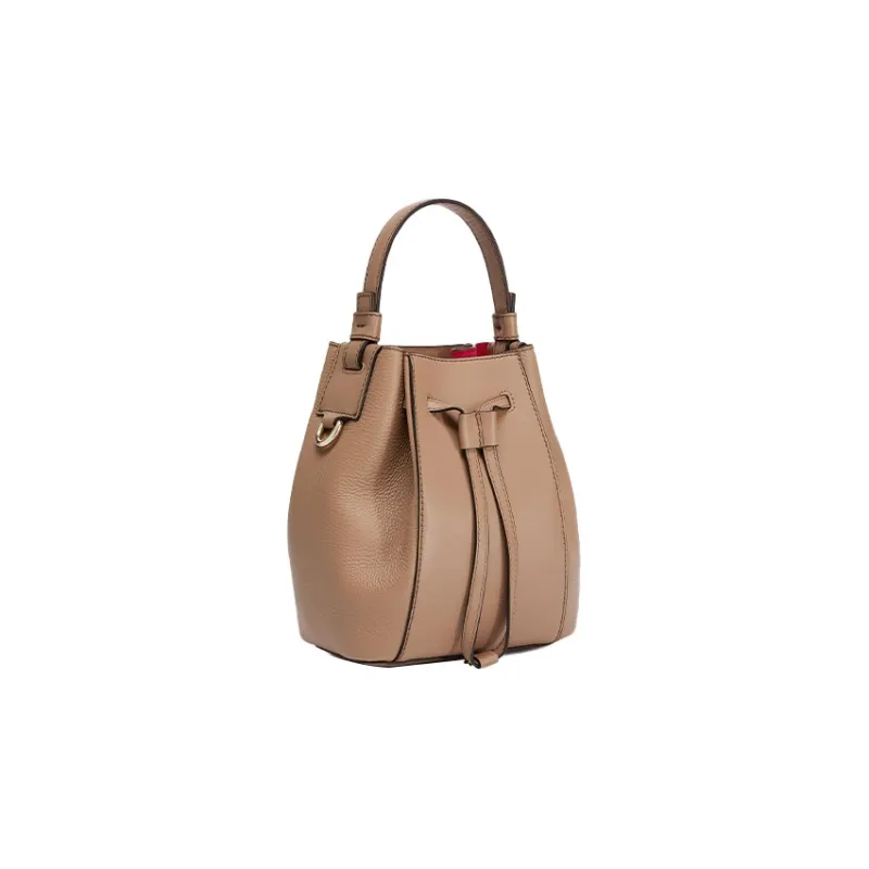 Furla Miastella Cow Leather Bucket Bag Handbag Shoulder Bag Crossbody Bag Mini Women's Light Brown-1