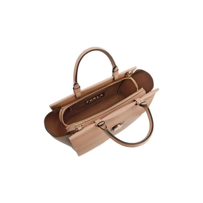 Furla Emma Tote Bag Shopping Bag Shoulder Bag Crossbody Bag Handbag Medium Size Women's Cameo Brown Pink-3