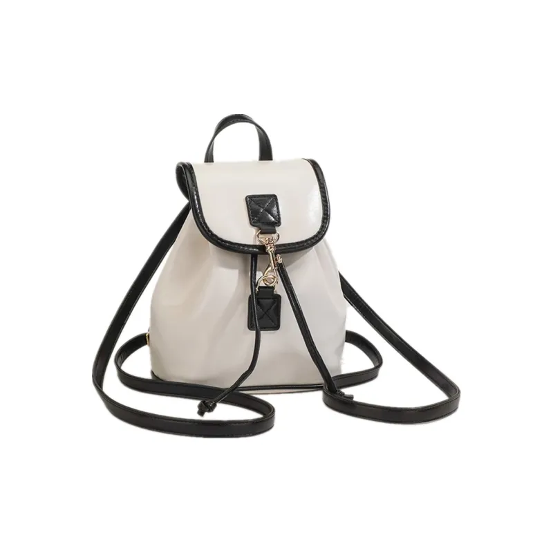 NOMK Leather Flap Bag, Chain Bag, Bucket Bag, Backpack Regular Women's White-1