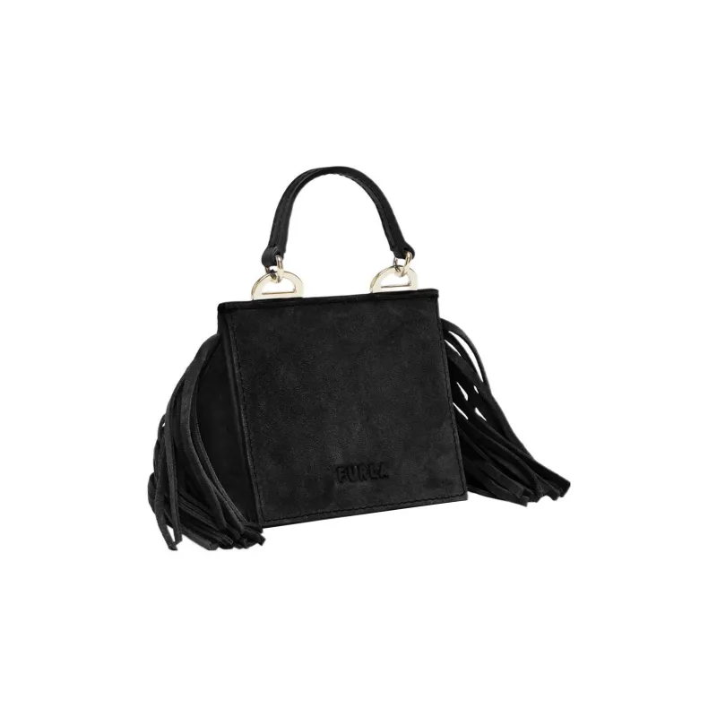 Furla Linea Futura Suede With Cow Leather Handbag Shoulder Bag Crossbody Bag Mini Women's Black-1