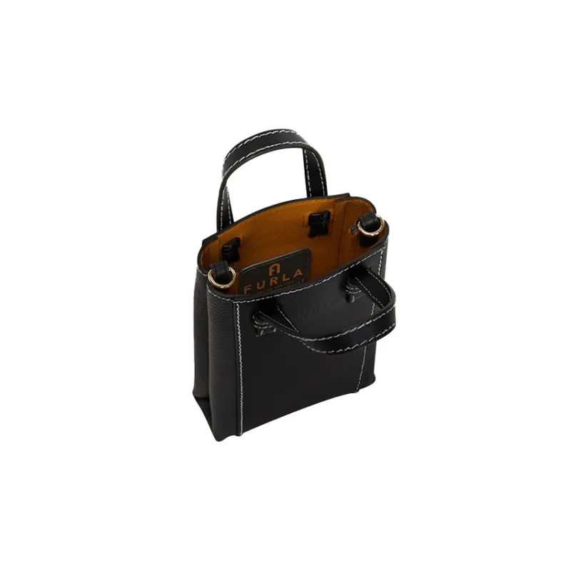 Furla Miastella Cow Leather Shoulder Bag, Crossbody Bag, Handbag Trumpets Women's Black-3