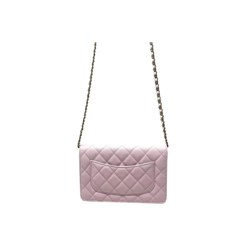 CHANEL WOC Grain Embossed Cow Leather Wallet On Chain, Shoulder Bag, Crossbody Bag Women's Pink-5