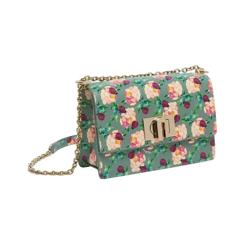 Furla 1927 Collection Textured Leather Shoulder Bag, Crossbody Bag Regular Women's Green-1