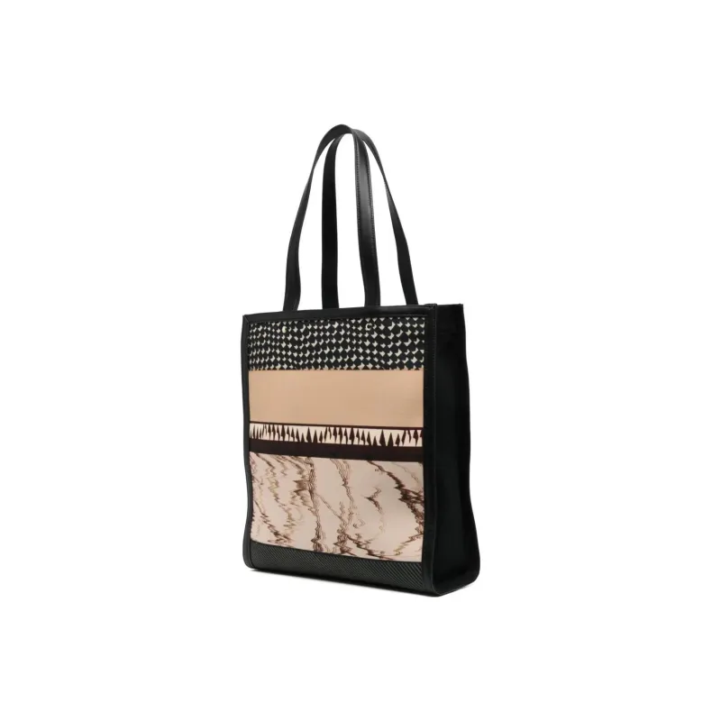 Paul Smith Polyester Cow Leather Trim Tote Bag, Shopping Bag, One Shoulder Handbag Large Size Men's Multicolor-1