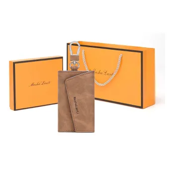 MashaLanti Microfiber Synthetic Leather Key Pouch Men's Coffee