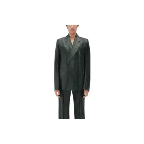 Bottega Veneta Leather Jackets Men Dark Green