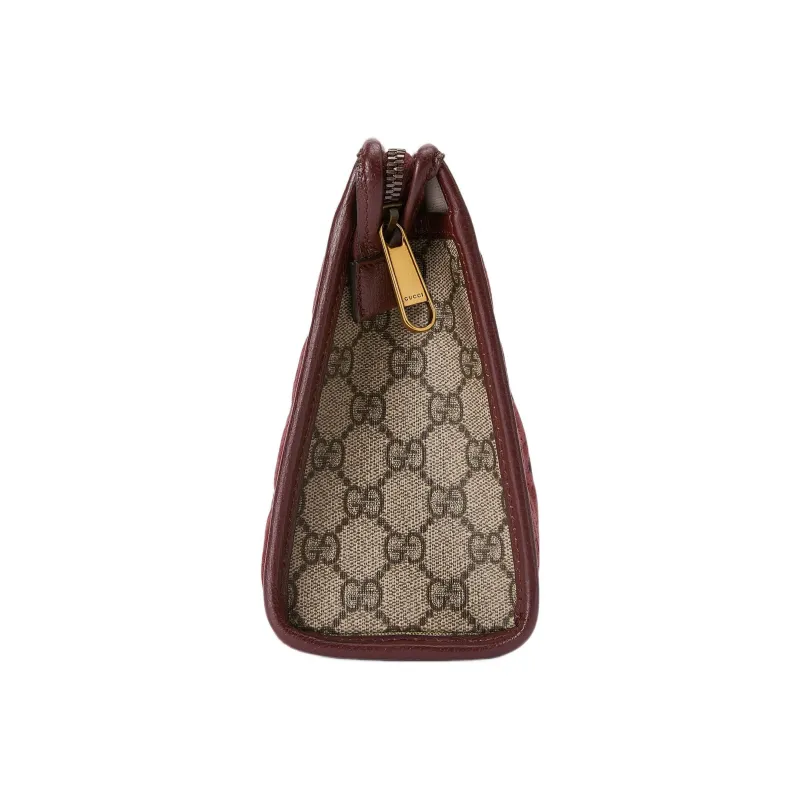GUCCI Canvas With Leather Canvas Bag Clutches Mini Men's Burgundy-2