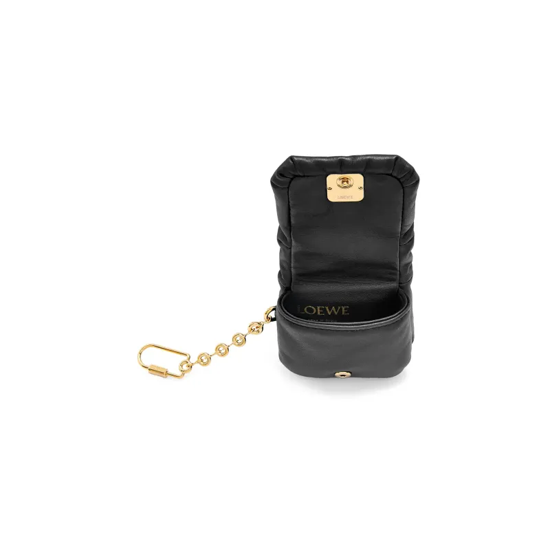 LOEWE Sheepskin With Cow Leather Coin Purse Mini Women's Black-3