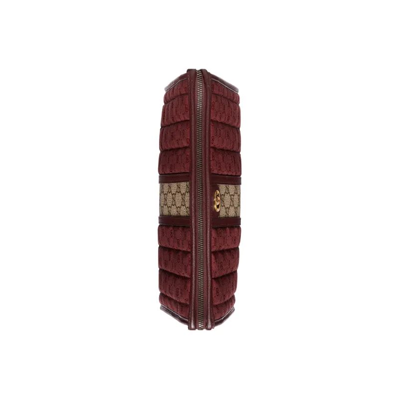 GUCCI Canvas With Leather Canvas Bag Clutches Mini Men's Burgundy-4