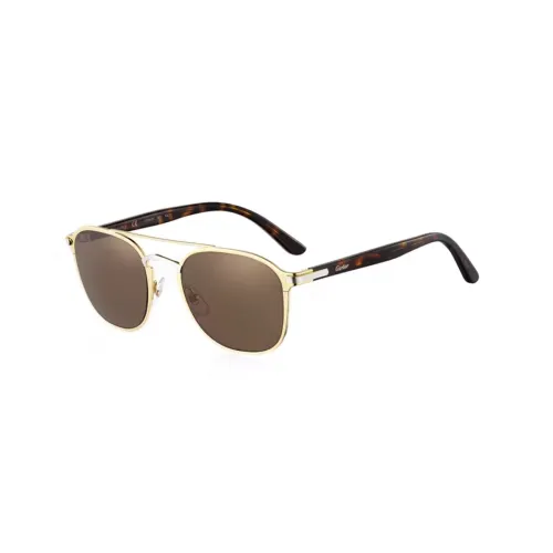 CARTIER Metal Irregular Shape Sunglasses Unisex Brown