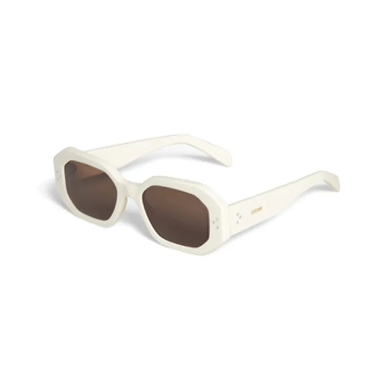 CELINE Acetate Irregular Shape Sunglasses Women's White-1