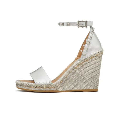 Valentino Garavani Rockstud 95mm Metallic Wedge Sandals