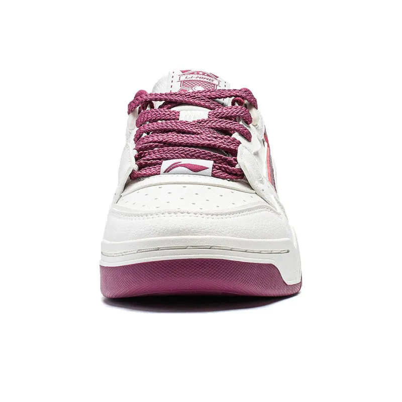 LiNing Yuebai Anti Slip Wear Resistant Low Top Skateboard Shoes Women's Mist White-4