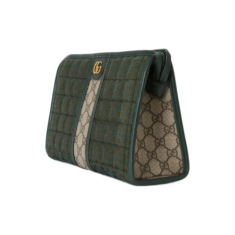 GUCCI Canvas With Leather Clutch Mini Men's Green-1
