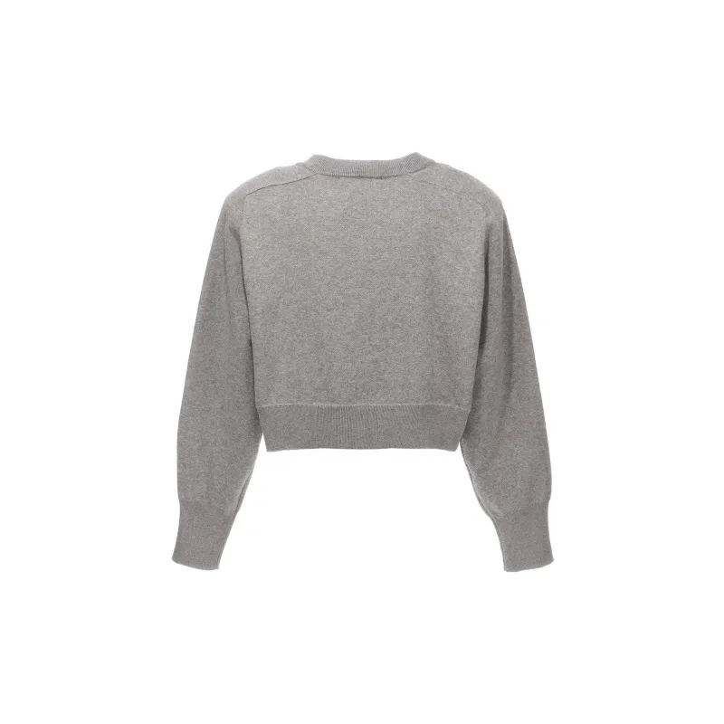 Rotate Logo Embellished Knitted Cropped Jumper-1