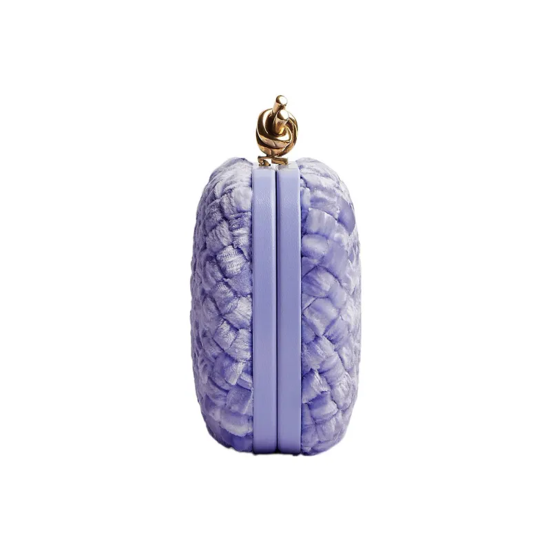Bottega Veneta Velvet Golden Mouth Bag Evening Clutch Bag Regular Women's Light Purple-1