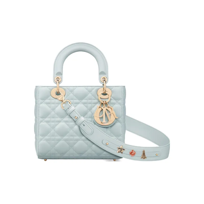 DIOR Lady DiorMy ABCDior Lambskin Lady Dior Bag, Shoulder Bag, Crossbody Bag, Handbag Small Size Women's Light Blue-0