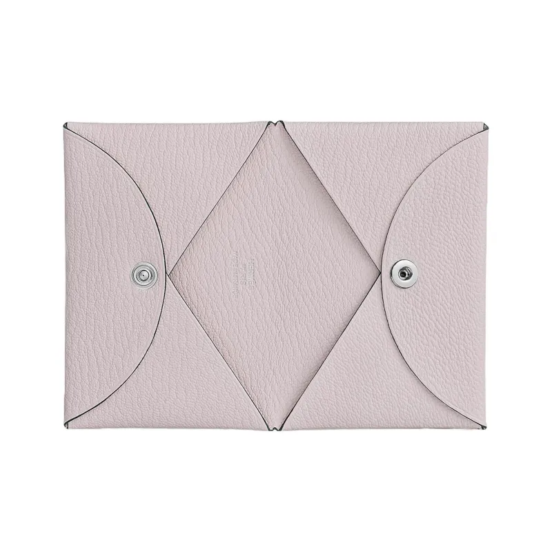 HERMES Calvi Mysore Goat Skin Card Holder Women's Light Purple-1