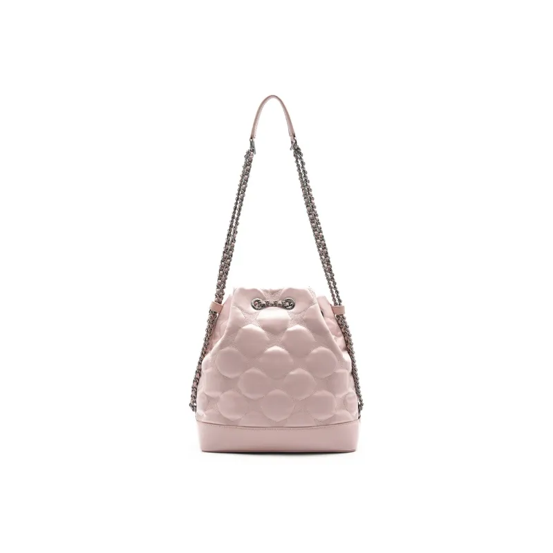 PEDRO Women's Interstellar Series Artificial Leather Bucket Bags Shoulder Bags Small Size Women's Black/Light Red/White-8