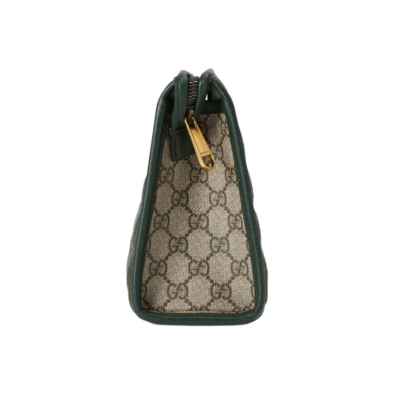 GUCCI Canvas With Leather Clutch Mini Men's Green-2