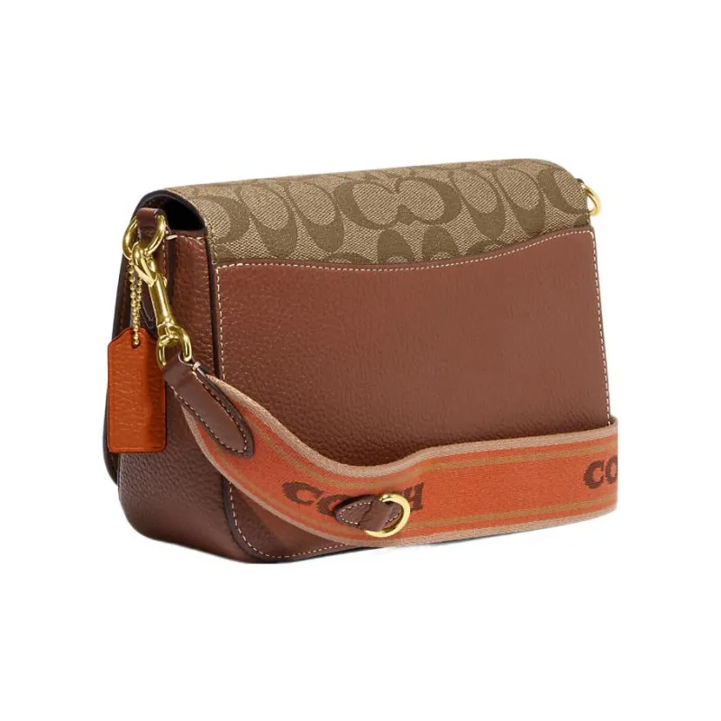 COACH Canvas With Leather Envelope Bag, Shoulder Bag, Crossbody Bag Trumpets Women's Brown-1