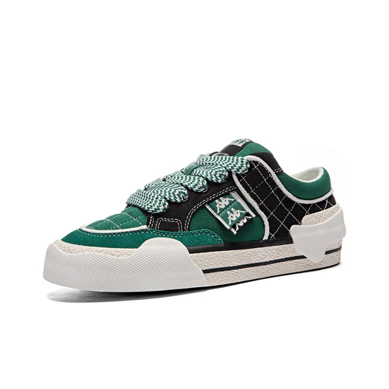 Kappa Anti Slip Wear Resistant Low Top Skateboard Shoes Unisex Black Turquoise-2