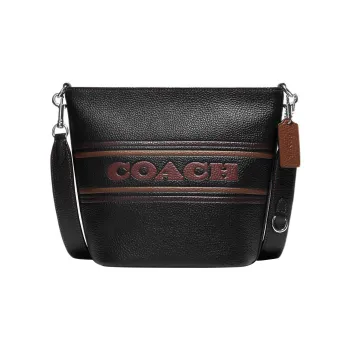 COACH Duffle Pebbled Leather Shoulder Bag, Crossbody Bag Medium Size Women's Black