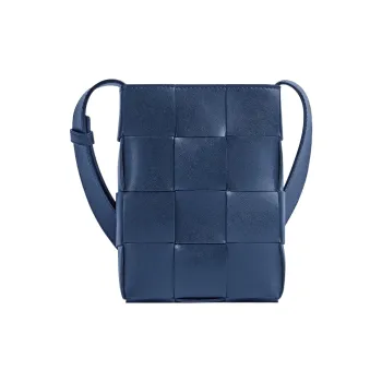 Bottega Veneta CASSETTE Cow Leather Shoulder Bag, Crossbody Bag, Cell Phone Pouch Mini Men's Ocean Blue