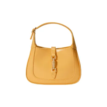 GUCCI Jackie 1961 Leather Crescent Shoulder Bag Shoulder Bag Crossbody Bag Mini Women's Yellow