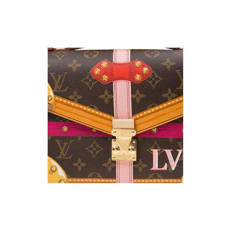LOUIS VUITTON Leather Messenger Bag Shoulder Bag Crossbody Bag Handbag Women's Brown/Yellow-4