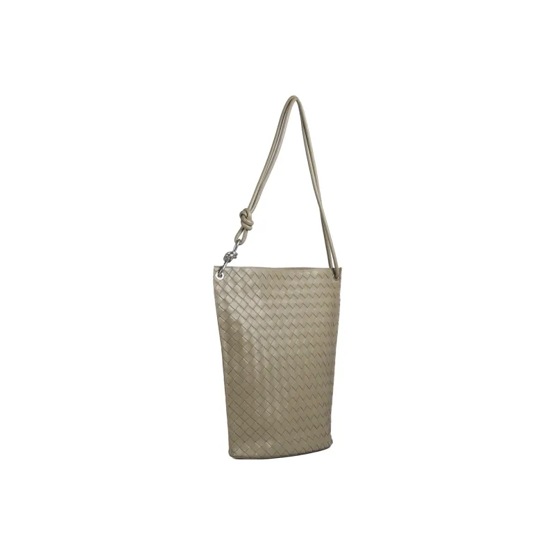 Bottega Veneta KNOT Cow Leather Bucket Bag, Shoulder Bag, Crossbody Bag Medium Size Men's Gray-2