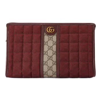 GUCCI Canvas With Leather Canvas Bag Clutches Mini Men's Burgundy