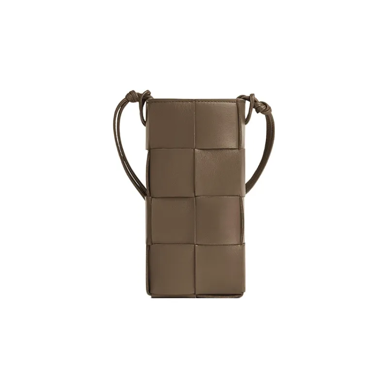 Bottega Veneta CASSETTE Sheepskin With Cow Leather One Shoulder Crossbody Cell Phone Pouch Women's Taupe-0