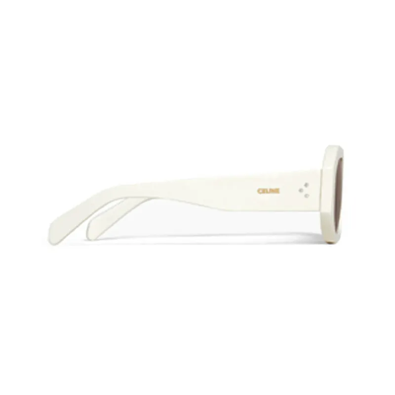CELINE Acetate Irregular Shape Sunglasses Women's White-2