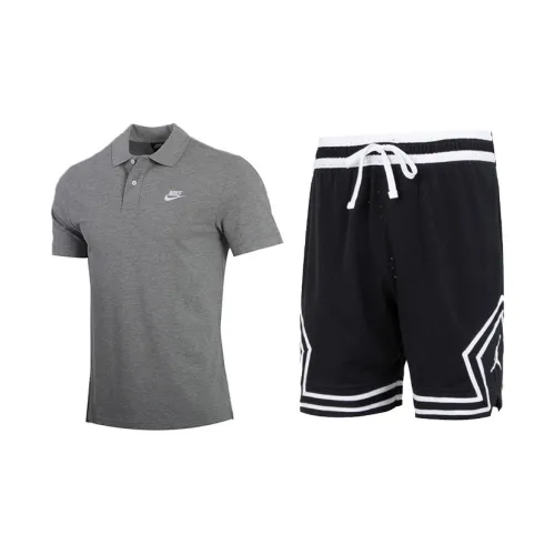 Nike Casual Sportswear Men Gray Top+Black Pants