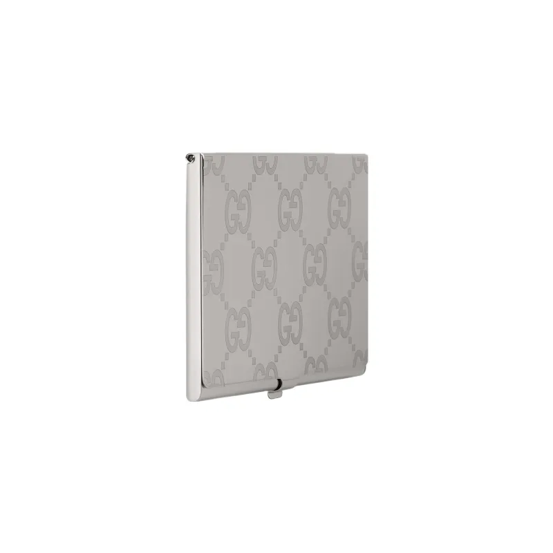GUCCI Palladium Gold Tunable Metal Metal Card Holder Men's Silver-1