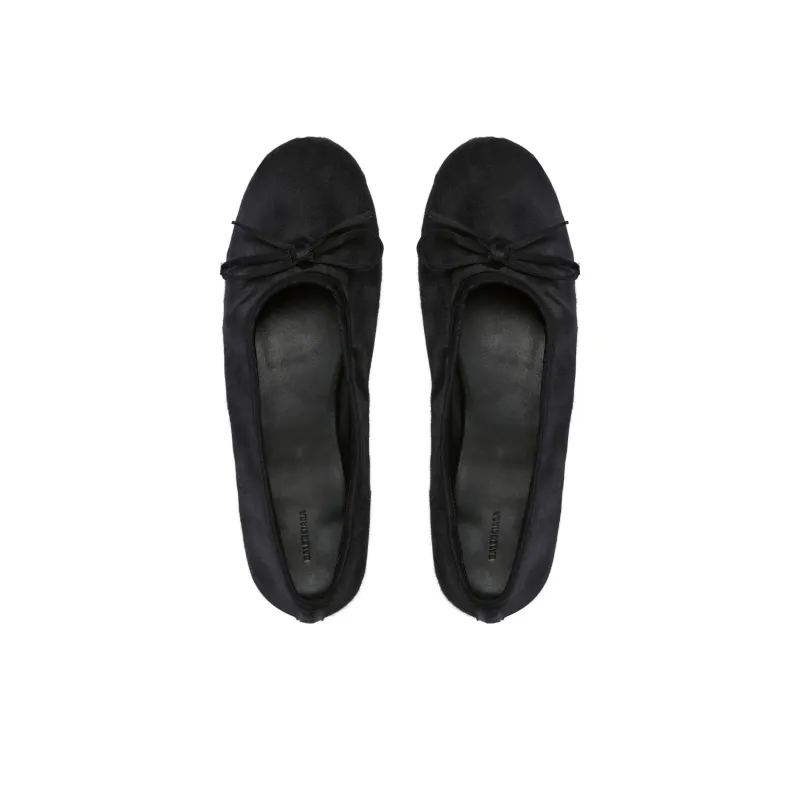 Balenciaga Leopold Ballerina Black Satin Women's-2
