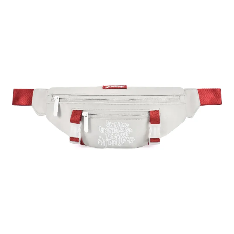 DRACONITE Polyester Shoulder Bag, Sling Bag, Crossbody Bag, Fanny Pack Regular Unisex Gray Red Contrast-0