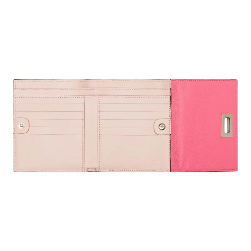 FENDI Litchi Grain Cow Leather Wallet Medium Size Women's Pink-3