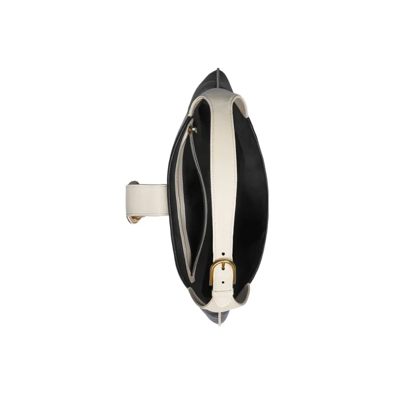 GUCCI Aphrodite Soft Leather Handbag, Shoulder Bag Large Size Women's Black/White-6