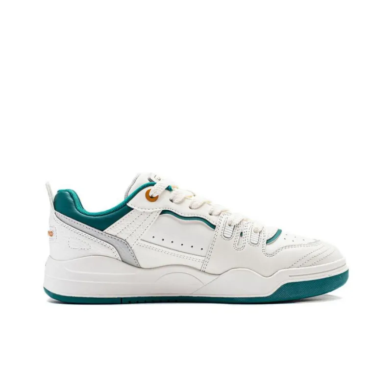 LiNing Jiang Yue Anti Slip And Wear Resistant Lightweight Low Top Skateboard Shoes Women's White Green-1