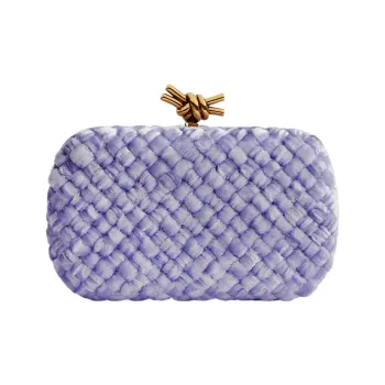 Bottega Veneta Velvet Golden Mouth Bag Evening Clutch Bag Regular Women's Light Purple