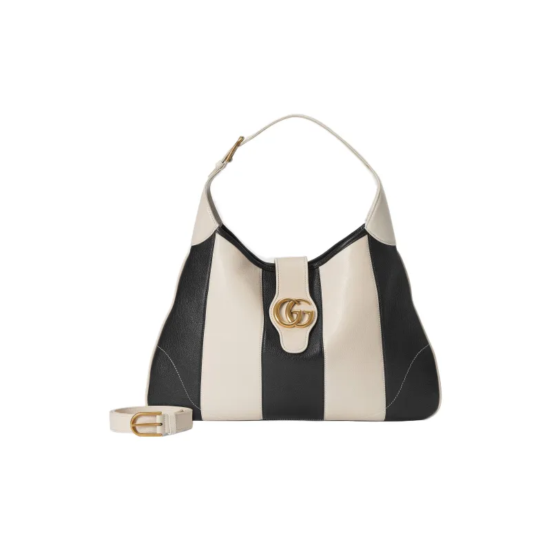 GUCCI Aphrodite Soft Leather Handbag, Shoulder Bag Large Size Women's Black/White-1