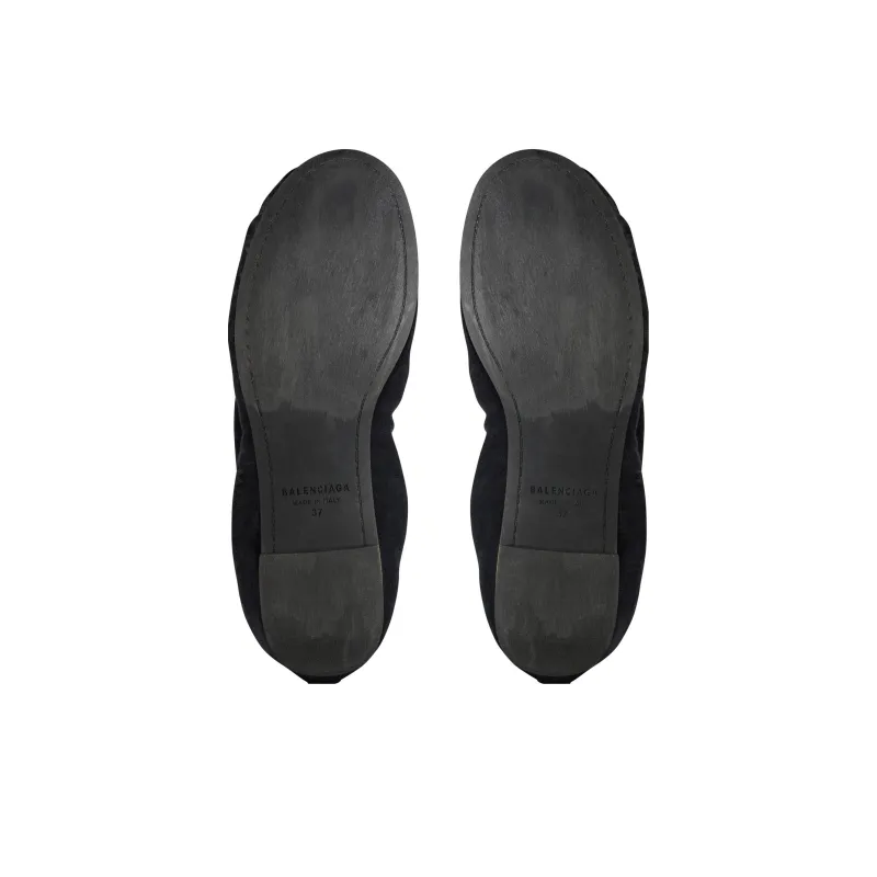 Balenciaga Leopold Ballerina Black Satin Women's-4