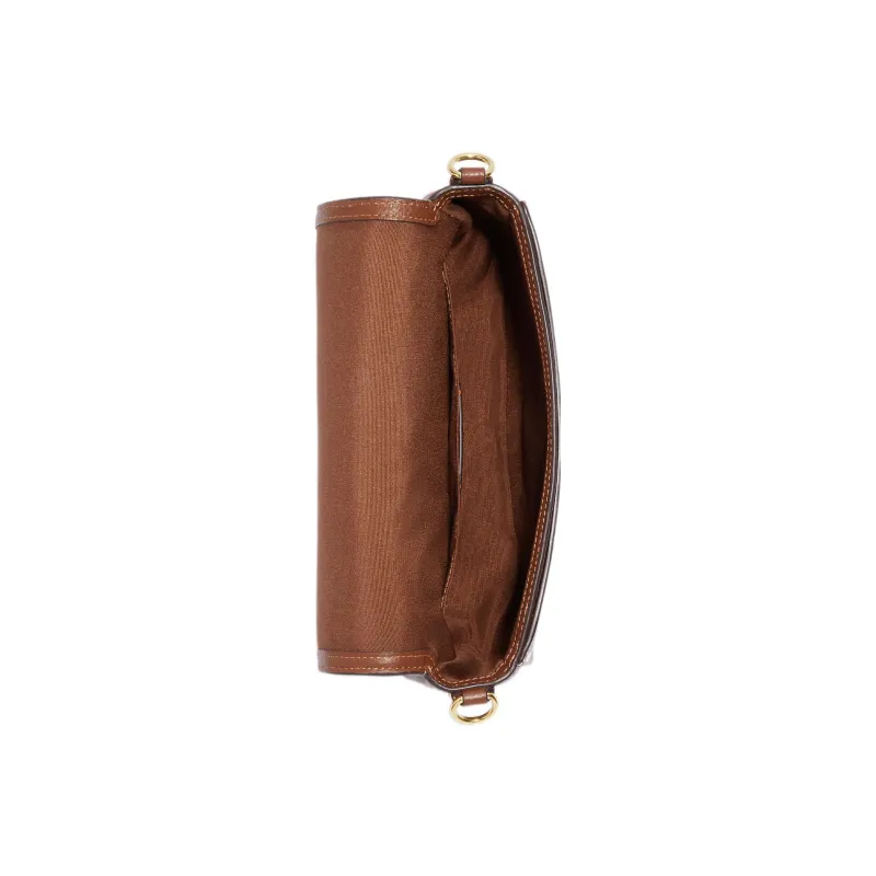 COACH Canvas With Leather Envelope Bag, Shoulder Bag, Crossbody Bag Trumpets Women's Brown-2