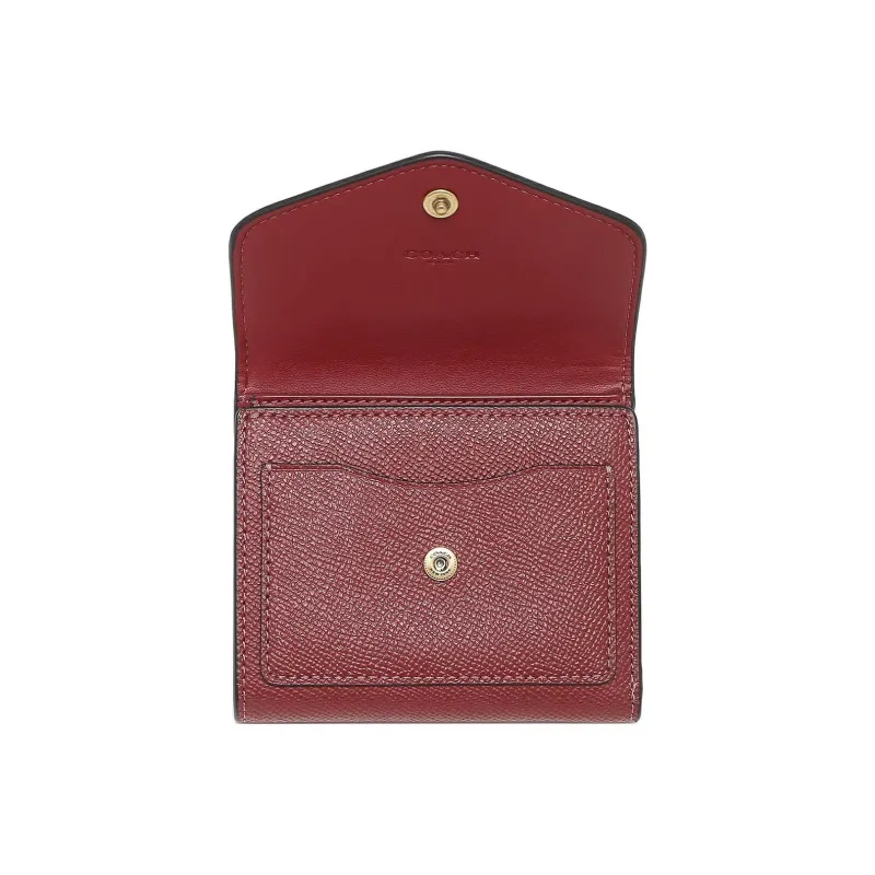 COACH Wyn Grained Leather Card Holder Wallet Women's Cherry Red-5